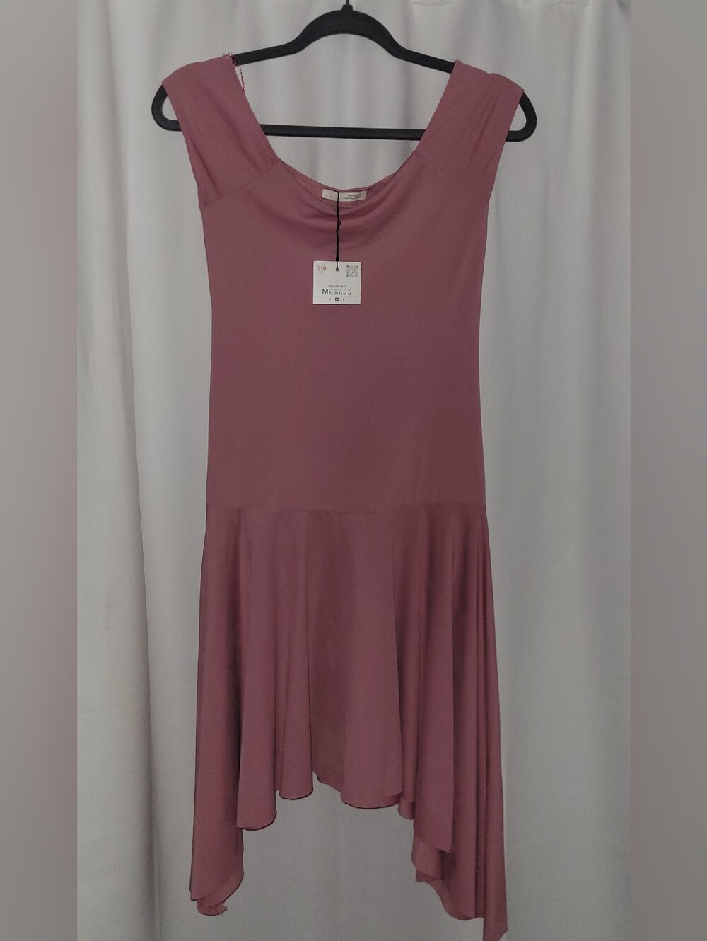 NWT Zara Pink Asymmetrical Ruffle Hem Knit Dress